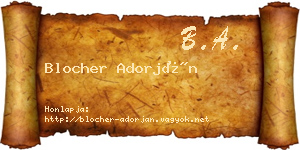 Blocher Adorján névjegykártya
